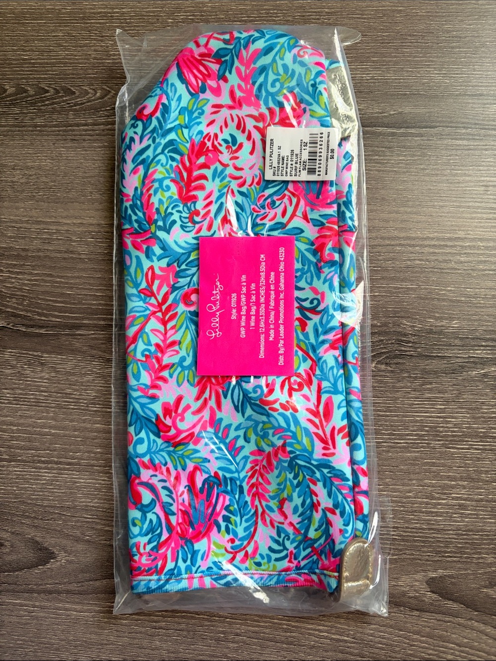 NWT Lilly Pulitzer Wine Bag Surf Blue Flim Flam